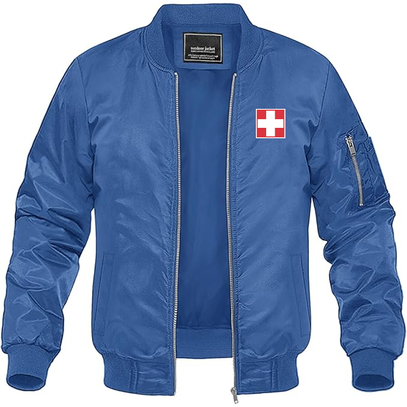 Men's  Switzerland National Football Soccer Team  Lightweight Bomber Jacket Windbreaker Softshell Varsity Jacket Coat